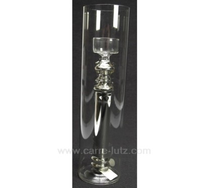 CL31005013  Photophore balustre en verre et chrome hauteur 20 cm Point à la ligne 25,00 €