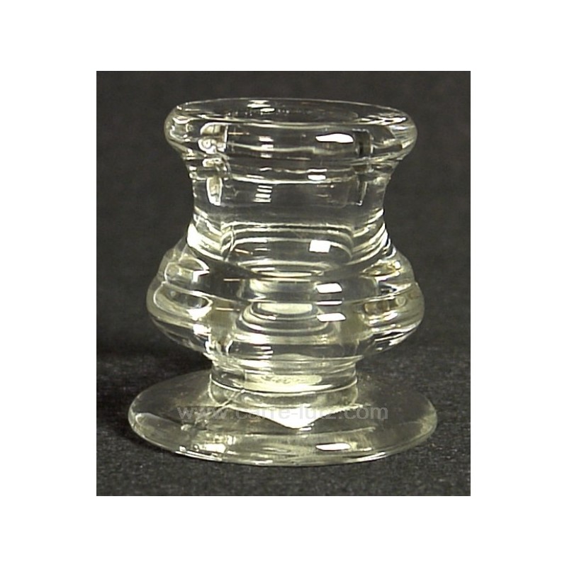 Petit bougeoir en verre hauteur 6 cm Point à la ligne