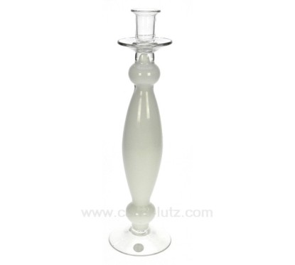 CL31005025  Bougeoir pate de verre blanc acapulco hauteur 36 cm Point à la Ligne 29,00 €