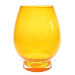 CL31005028  Photophore en verre teinté masse orange tulipe orangeade Point à la ligne 14,40 €