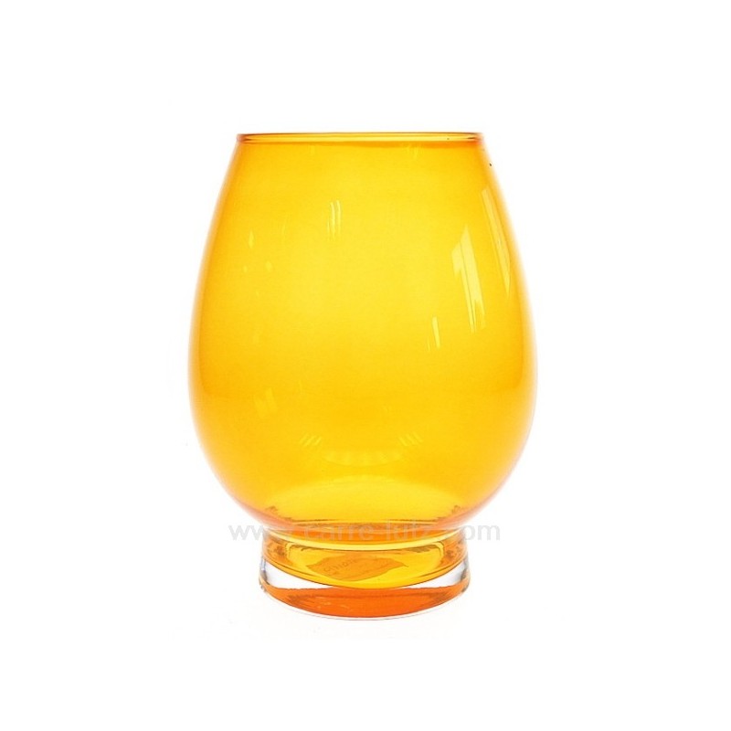 CL31005028  Photophore en verre teinté masse orange tulipe orangeade Point à la ligne 14,40 €