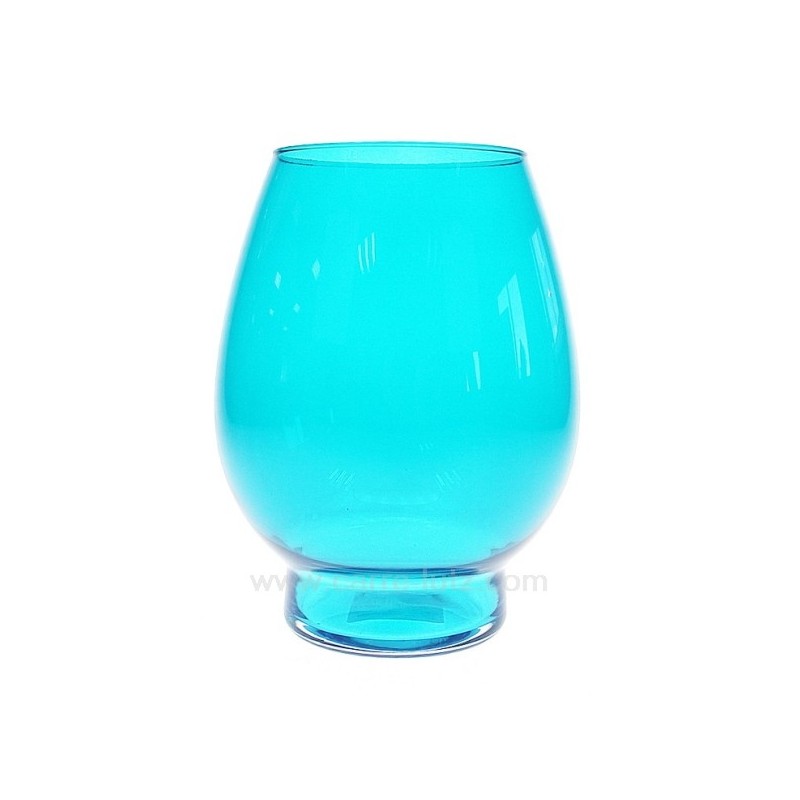 CL31005030  Photophore en verre teinté masse tulipe menthe bleue Point à la ligne 14,40 €