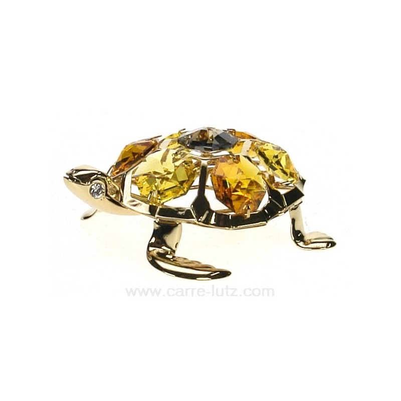 Tortue or en métal doré et cristaux de Swarovski