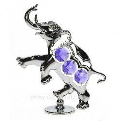 Elephant en métal argenté et cristaux de Swarovski
