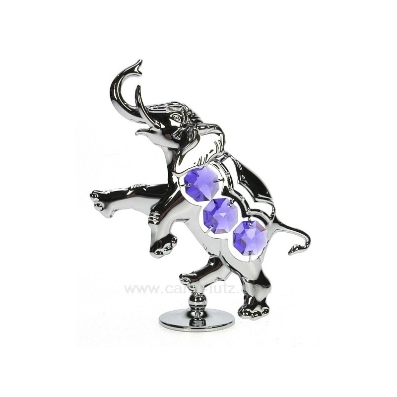 Elephant en métal argenté et cristaux de Swarovski