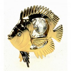 Poisson tropical en métal doré à l or fin et cristaux de Swarovski Crystocraft , reference CL40002038