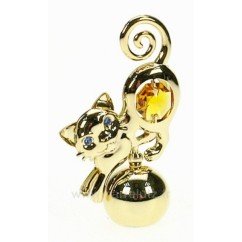 CL40002041  Chat joueur﻿ en métal or et cristaux de Swarovski﻿ 20,30 €