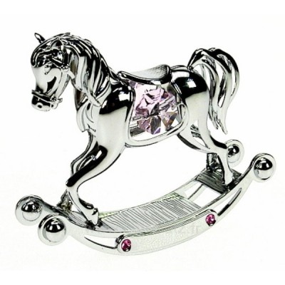 CL40002042  Cheval à bascule﻿ en métal argent et cristaux de Swarovski﻿ 40,60 €