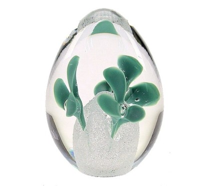 Oeuf cristal de bohéme Artcristal fleur verte