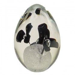 Oeuf cristal de bohéme Artcristal fleur noire, reference CL40004003