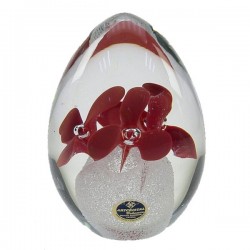 Oeuf cristal de bohéme Artcristal fleur rouge, reference CL40004004