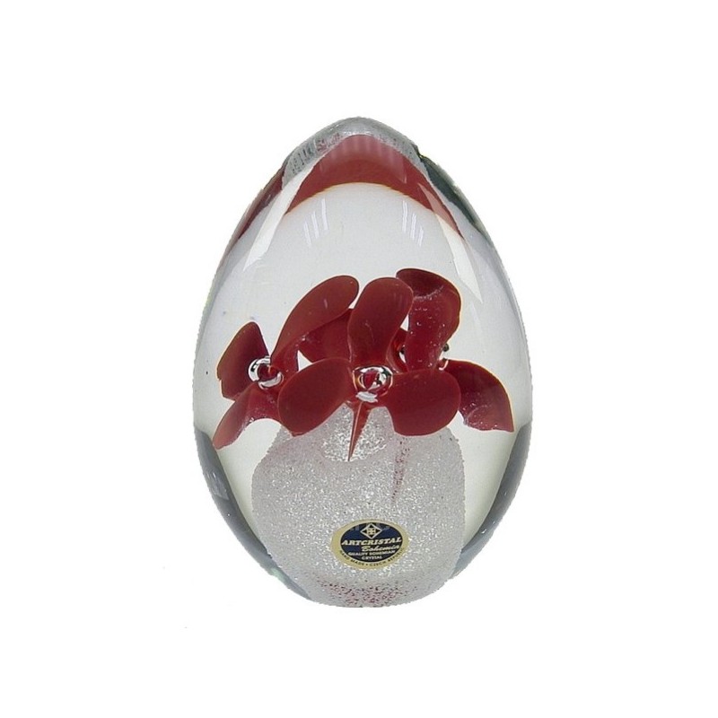 Oeuf cristal de bohéme Artcristal fleur rouge