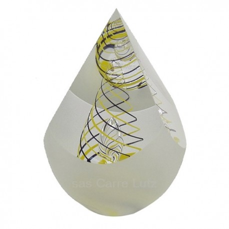 Oeuf coupé cristal de bohéme Artcristal spirale noir et jaune, reference CL40004007