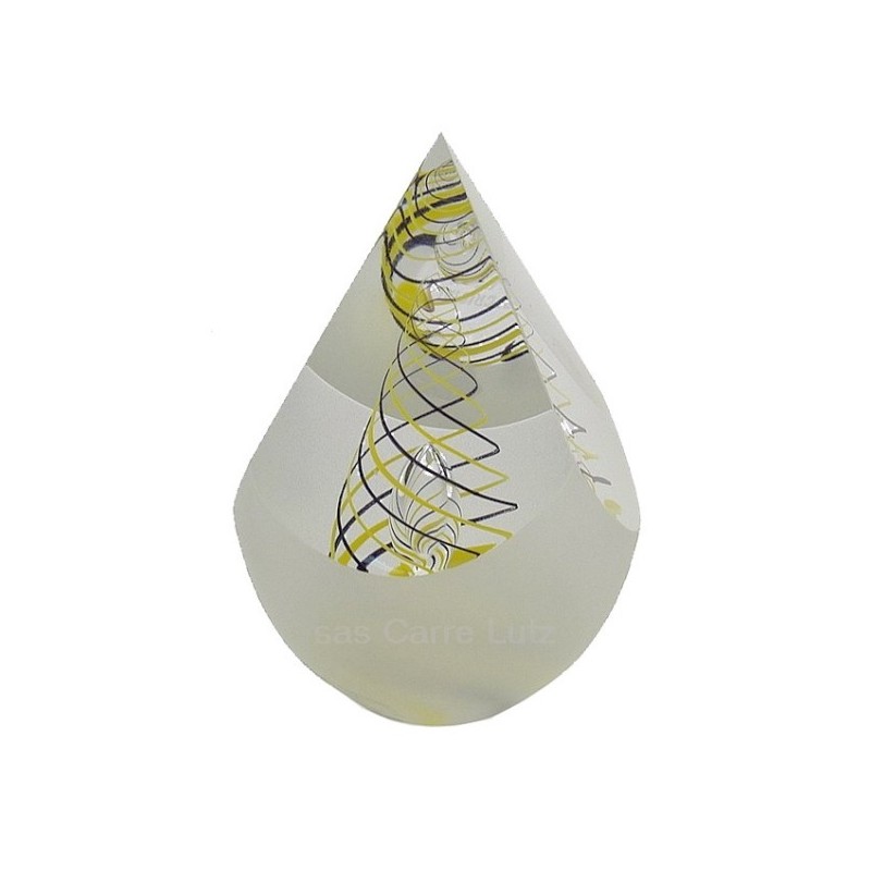 Oeuf coupé cristal de bohéme Artcristal spirale noir et jaune