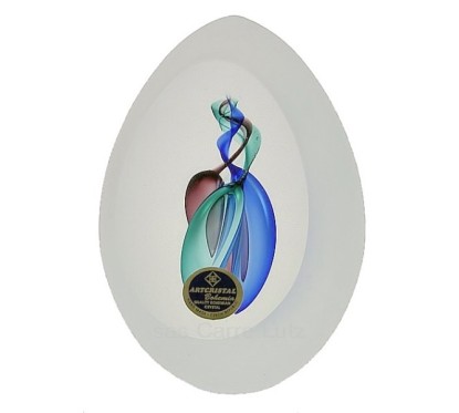 Oeuf sablé cristal de bohéme Artcristal bleu mauve vert