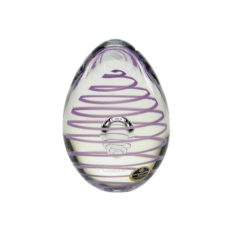 Oeuf cristal de bohéme Artcristal sprirale mauve