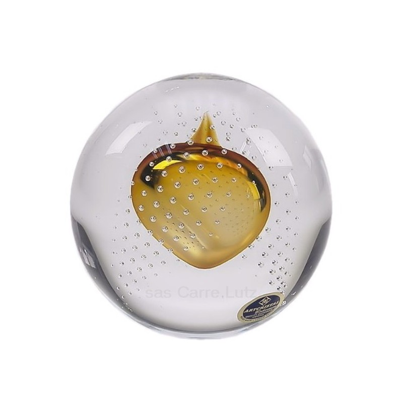 Boule cristal de bohéme Artcristal inclusion jaune