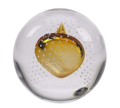 Boule cristal de bohéme Artcristal inclusion jaune