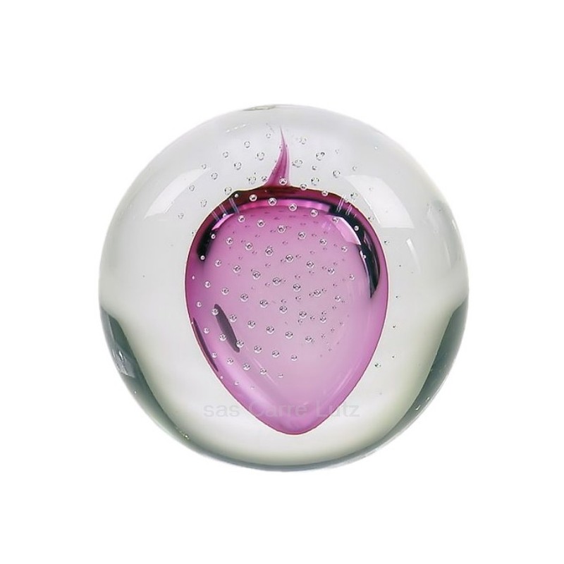 Boule cristal de bohéme Artcristal inclusion rose