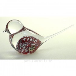 Grand oiseau cristal de bohéme Artcristal rouge moucheté blanc, reference CL40004048
