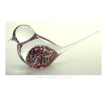 CL40004048  Grand oiseau cristal de bohéme Artcristal rouge moucheté blanc 28,70 €