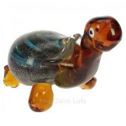 Tortue en verre couleur ambre reflet turquoise The Juliana Collection, reference CL40005002