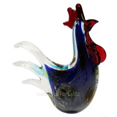 CL40005004  Coq en verre couleur bleu mouchetée de blanc crête et bec rouge The Juliana Collection 50,30 €