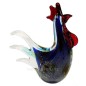 Coq en verre couleur bleu mouchetée de blanc crête et bec rouge The Juliana Collection