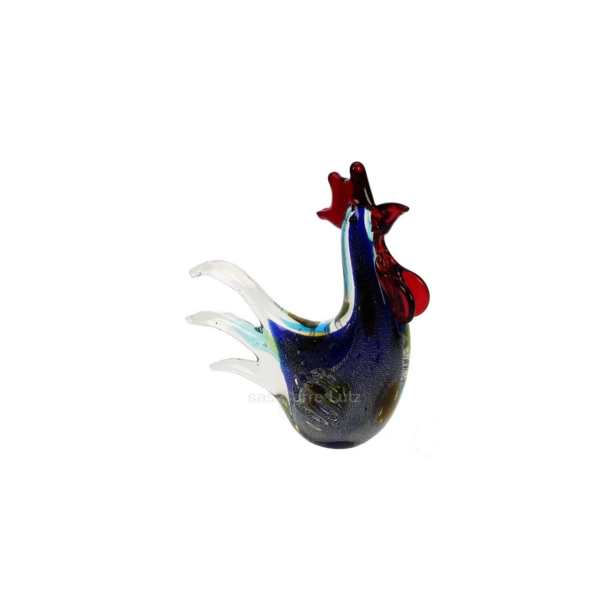 CL40005004  Coq en verre couleur bleu mouchetée de blanc crête et bec rouge The Juliana Collection 50,30 €
