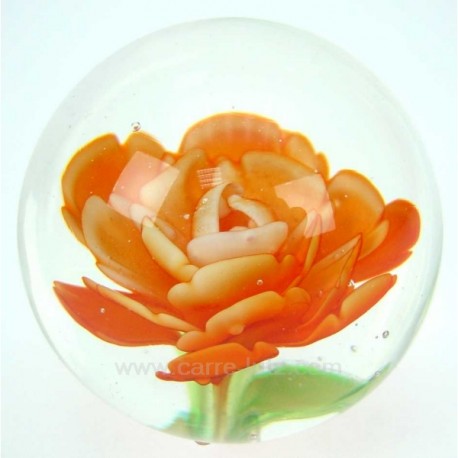 Sulfure décor décor fleur orange diamètre 7 cm, reference CL41000018