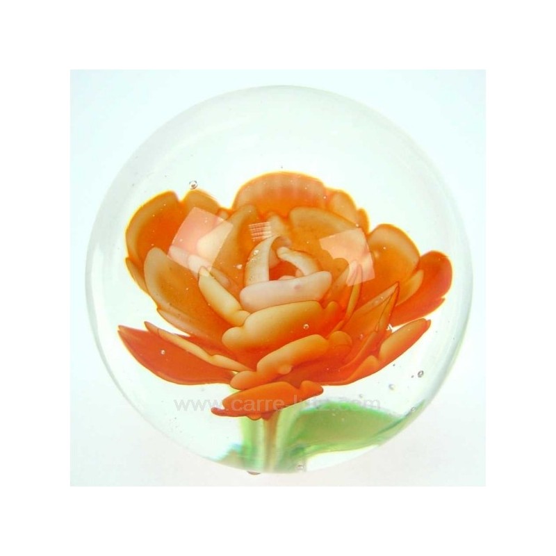 Sulfure décor décor fleur orange diamètre 7 cm