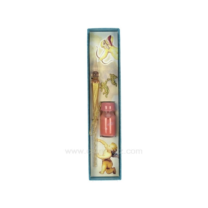 Coffret ange plume en verre