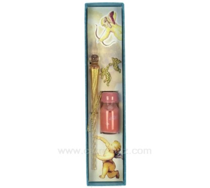 Coffret ange plume en verre