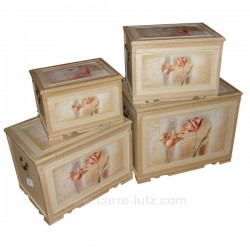 Serie de 4 coffres bois fleurs Cadeaux - Décoration CL45000110, reference CL45000110