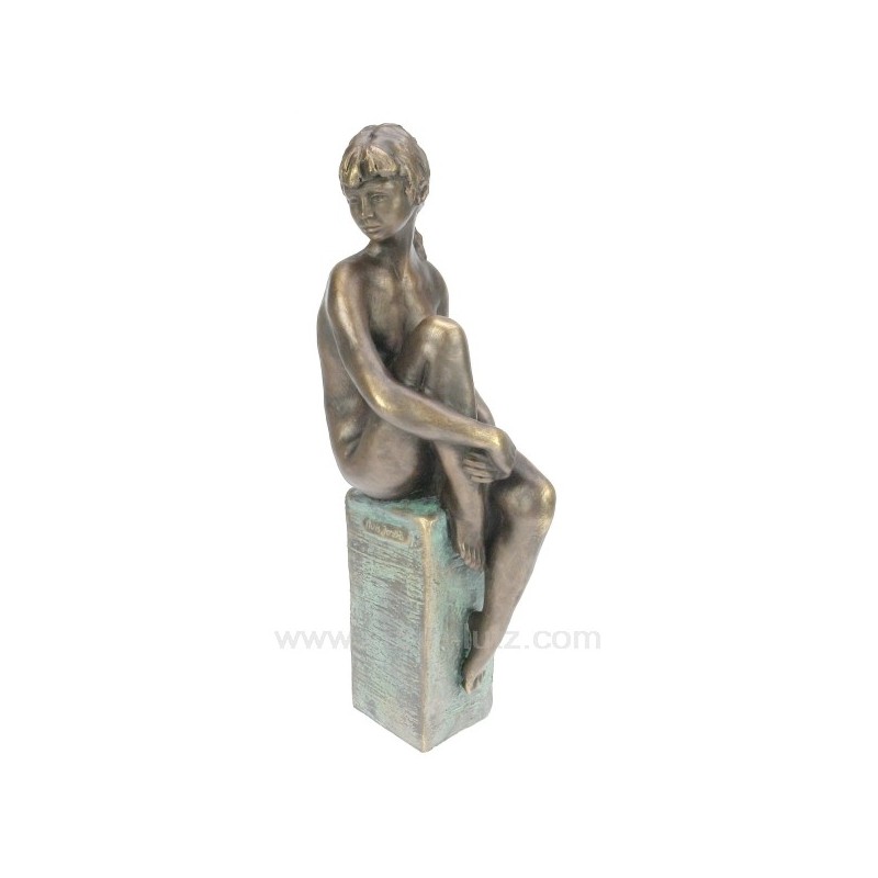 Sculpture en materiaux composite patiné bronze Nu Colonne de Lluis Jorda hauteur 40 cm