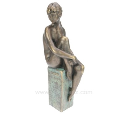 Sculpture en materiaux composite patiné bronze Nu Colonne de Lluis Jorda hauteur 40 cm