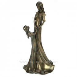 Sculpture en materiaux composite patiné bronze Eféa enfant debout hauteur 36 cm, reference CL46101010