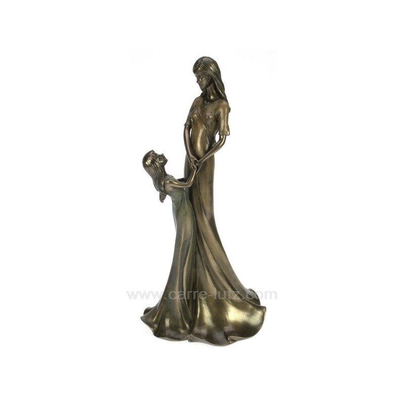 Sculpture en materiaux composite patiné bronze Eféa enfant debout hauteur 36 cm