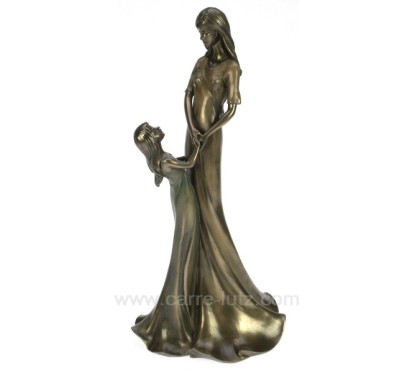 Sculpture en materiaux composite patiné bronze Eféa enfant debout hauteur 36 cm