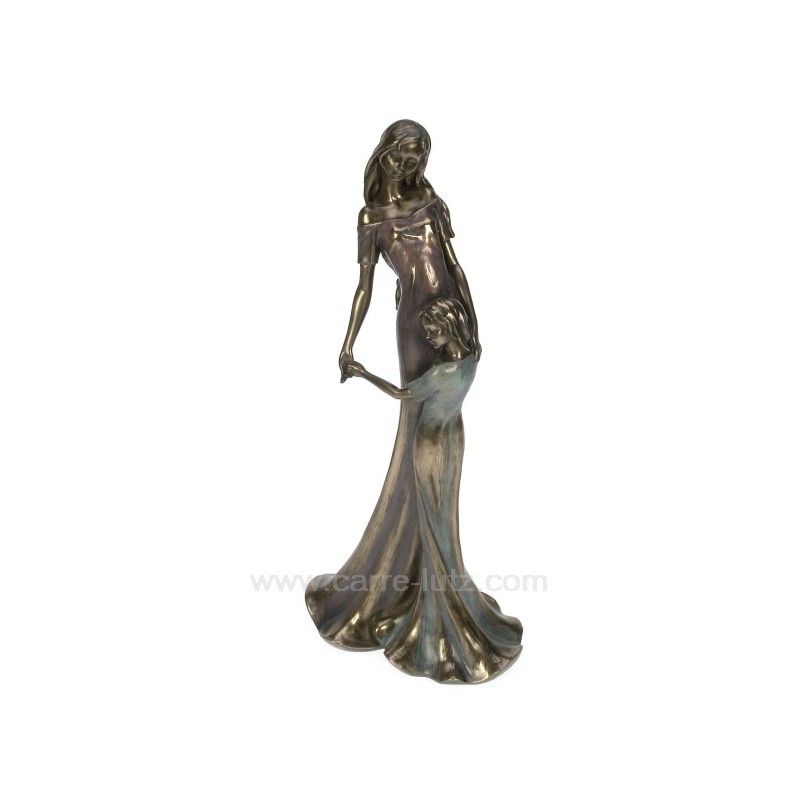 CL46101011  Sculpture en materiaux composite patiné bronze Eféa enfant calin hauteur 36 cm 93,10 €