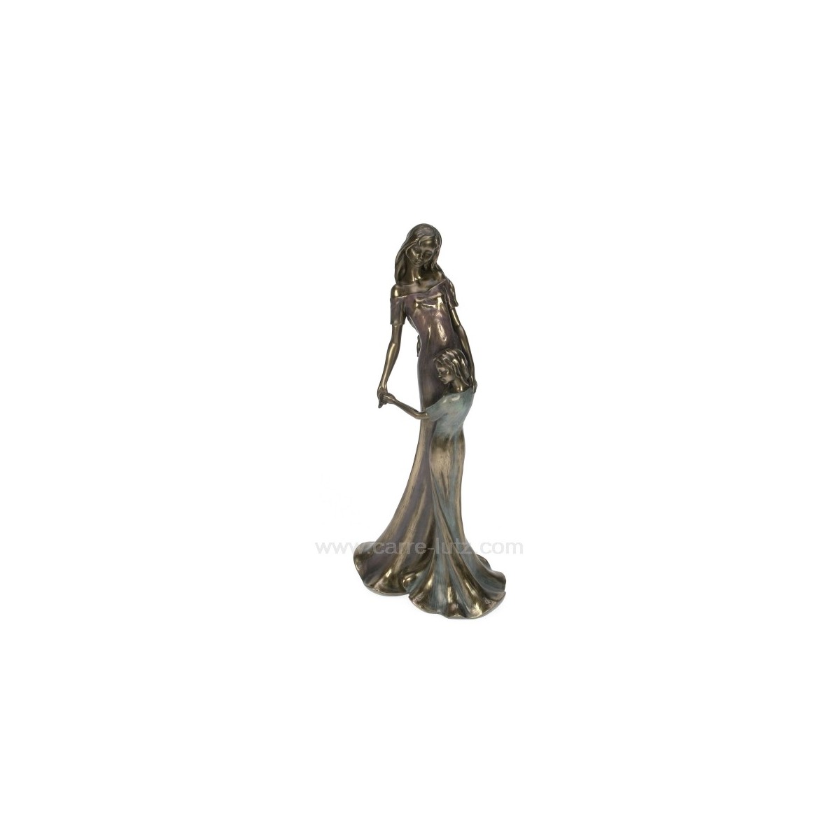 CL46101011  Sculpture en materiaux composite patiné bronze Eféa enfant calin hauteur 36 cm 93,10 €