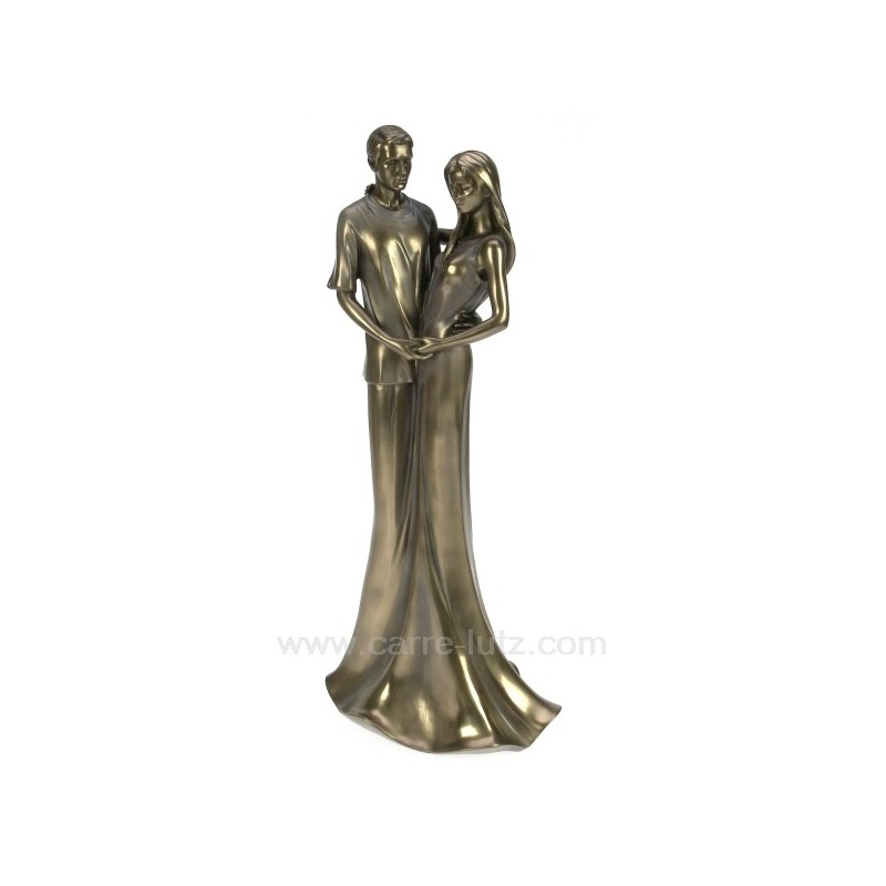 Sculpture en materiaux composite patiné bronze couple hauteur 35 cm