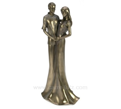 Sculpture en materiaux composite patiné bronze couple hauteur 35 cm