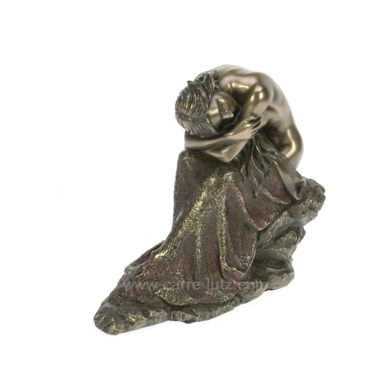 Sculpture en materiaux composite patiné bronze femme nue endormie hauteur 13 cm