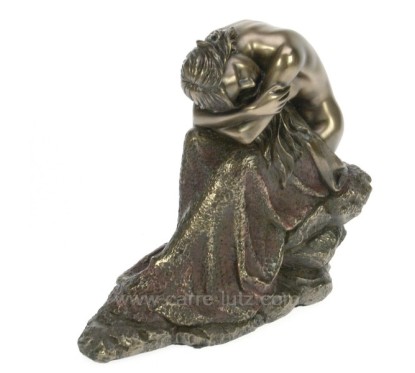 Sculpture en materiaux composite patiné bronze femme nue endormie hauteur 13 cm