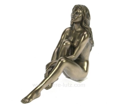 Sculpture en materiaux composite patiné bronze femme nue assise hauteur 13 cm