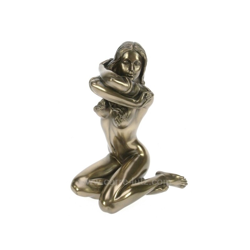 Sculpture en materiaux composite patiné bronze femme nue se déshabille hauteur 13 cm