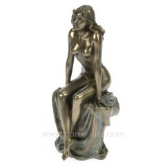 CL46101019  Sculpture en materiaux composite patiné bronze femme nue assise jambe croissée hauteur 20 cm 60,00 €