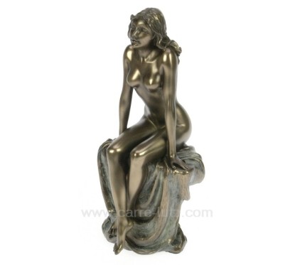 CL46101019  Sculpture en materiaux composite patiné bronze femme nue assise jambe croissée hauteur 20 cm 60,00 €