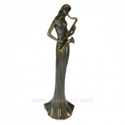 Sculpture en materiaux composite patiné bronze Eféa saxophone hauteur 34 cm, reference CL46101027